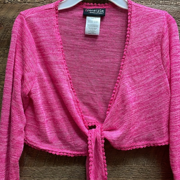 Freestyle Revolution Girls' Open Cardigan Tie Front Heathered Pink Size 10 NWT - Picture 3 of 14